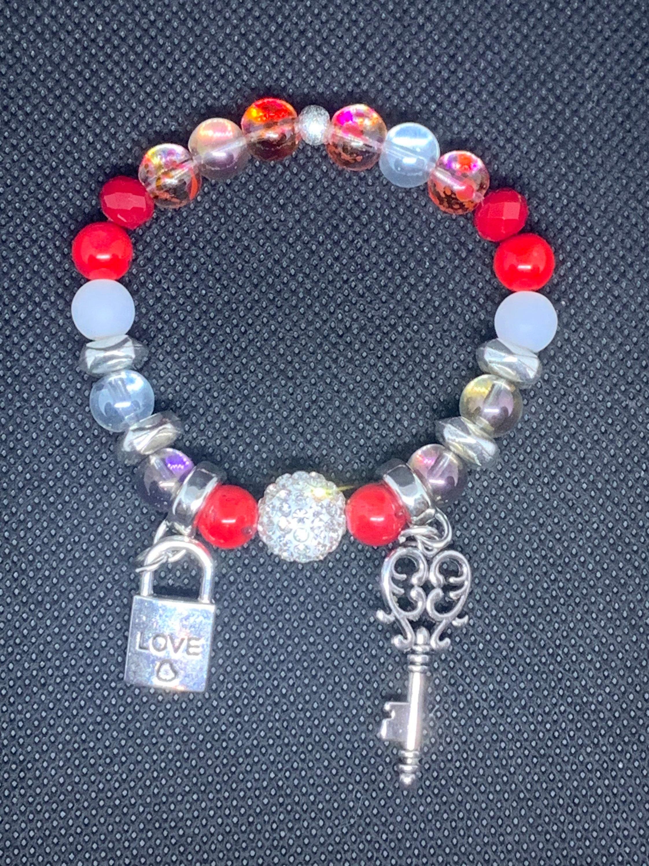 Lock and Key Stretch Beaded Bracelet Etsy