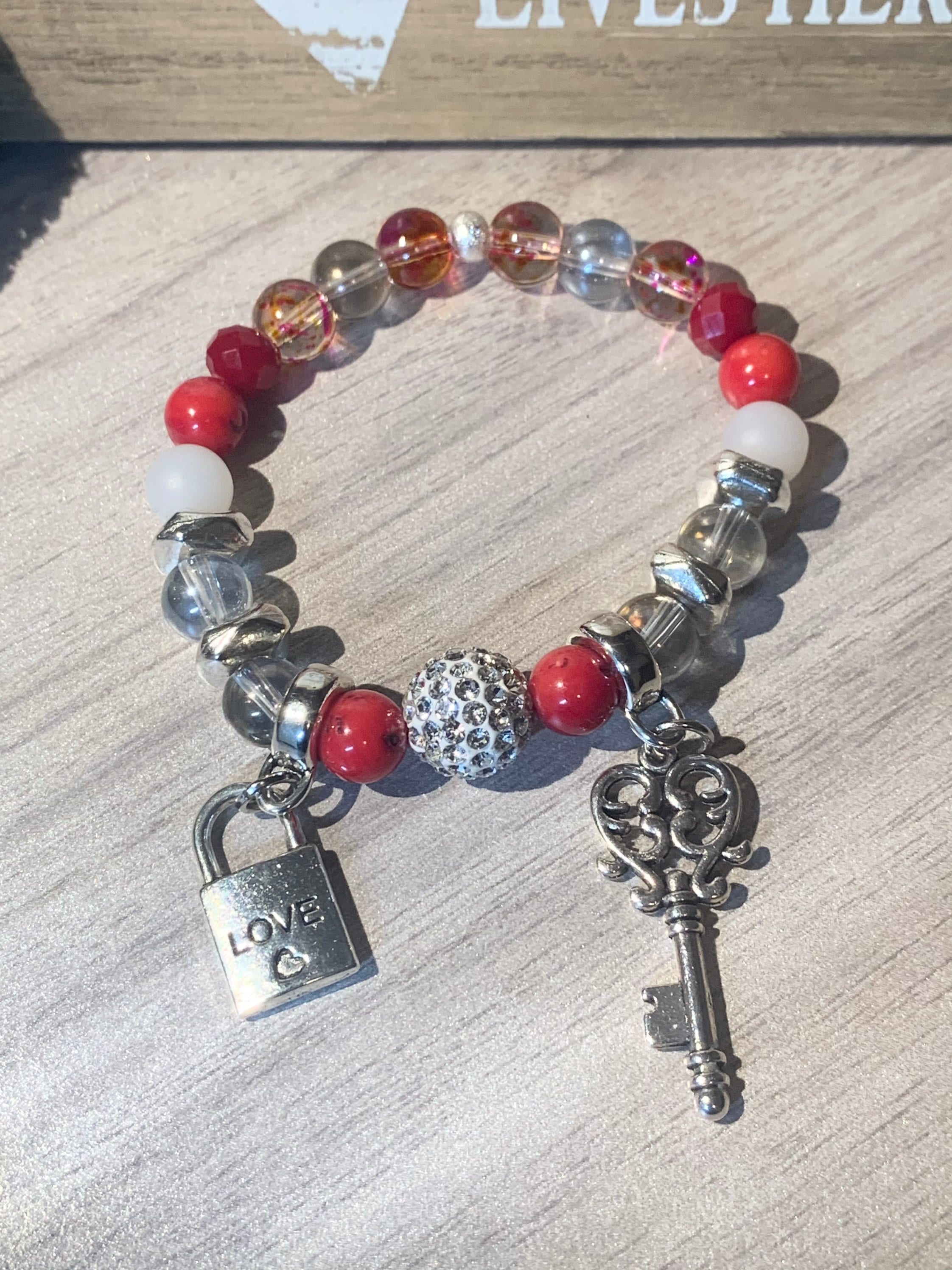 Lock and Key Stretch Beaded Bracelet Etsy