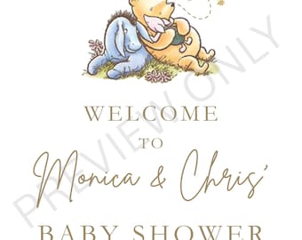 Nalle Puh babyshower-välkomstskylt