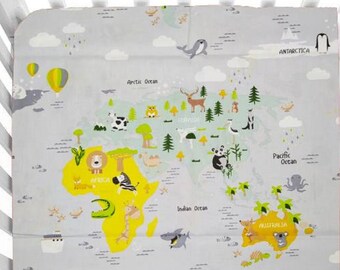 map crib bedding