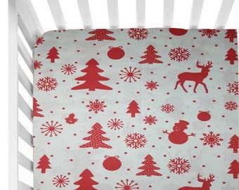 christmas cot bed sheet