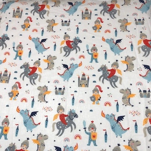 Castle Dragon Duvet Cover | Crib, Twin, Queen, Toddler, knight nursery Cotton bedding set