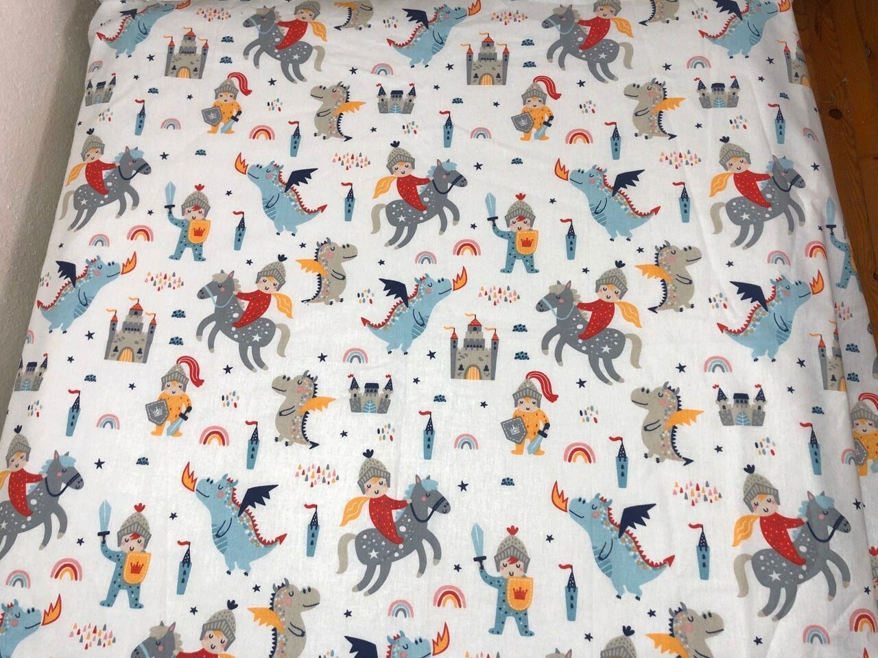 Castle Dragon Duvet Cover | Crib, Twin, Queen, Toddler, knight nursery Cotton bedding set