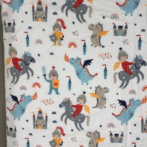 Castle Dragon Crib Sheet, Toddler, Twin Set, Knight Nursery Cot Bedding, Mini