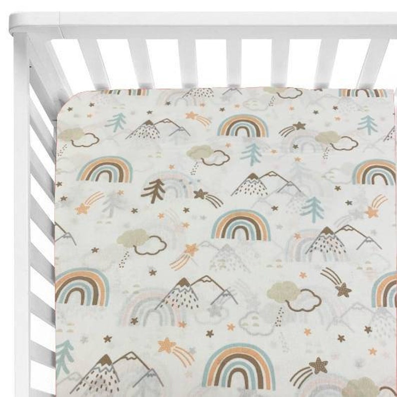 Rainbow Crib sheets Toddler bedding 100 cotton poplin Etsy