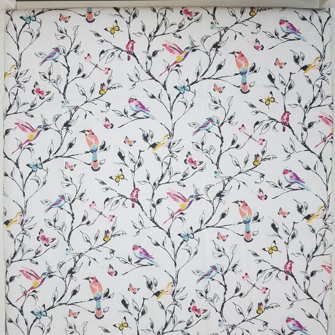 Birds Crib Sheet, Toddler Sheets Set, 100 Cotton Poplin Fabric, Crib