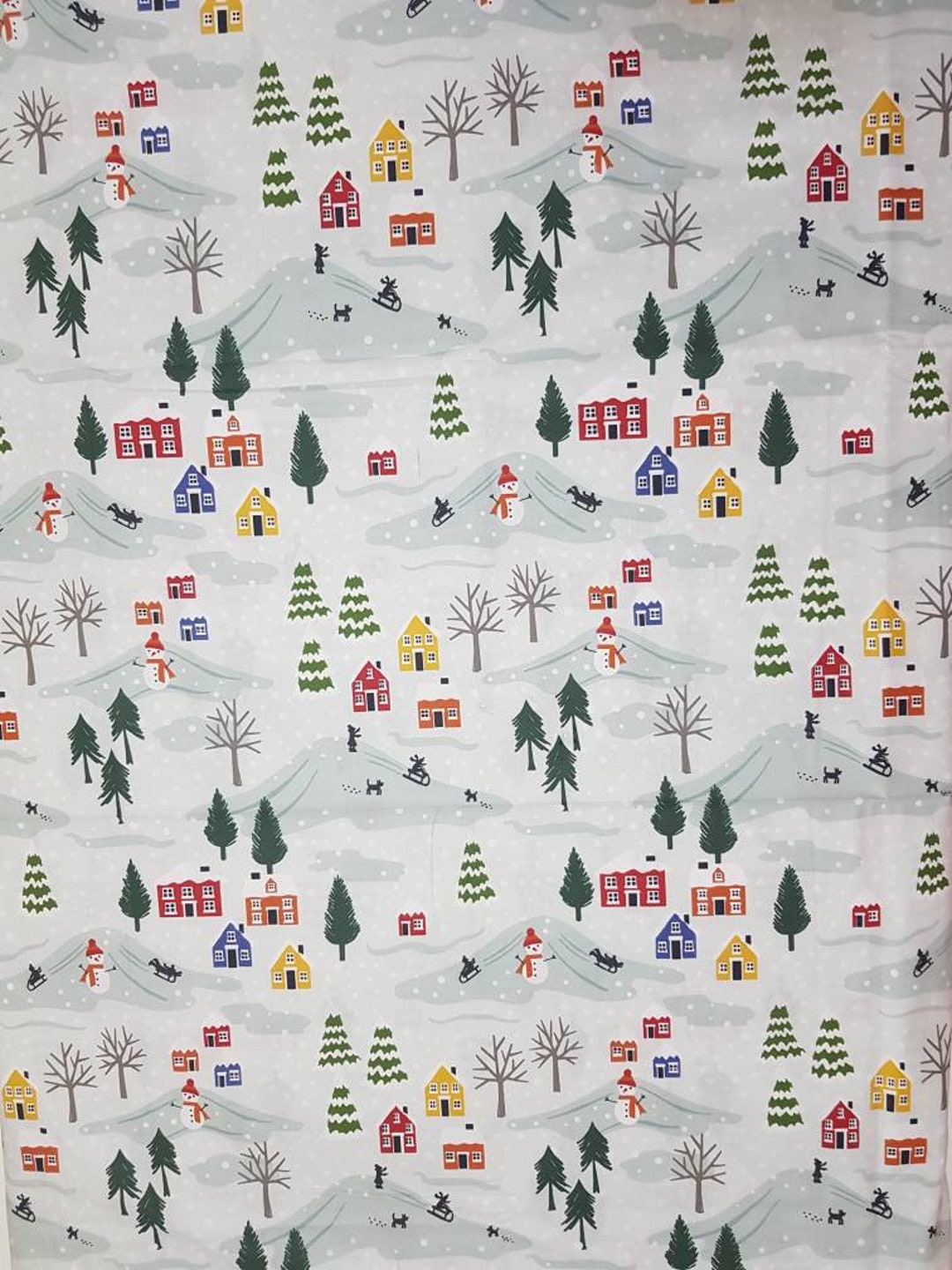 Green Christmas Flannel Crib Sheets, Toddler Sheets Set, 100 Cotton Fabric Bedding, Snowman