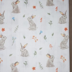 Bunny Muslin Crib Sheet, Rabbit Nursery Cot Bedding, Woodland Floral Mini - Changing Pad Cover