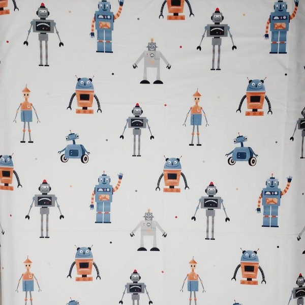 Robot space Toddler Duvet Cover, robot nursery bedding set, crib duvet cover, twin duvet cover