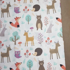 Forest Woodland Toddler Duvet Cover, Twin, Crib, Queen Set, Animals Bear Fox Nursery Cotton Bedding