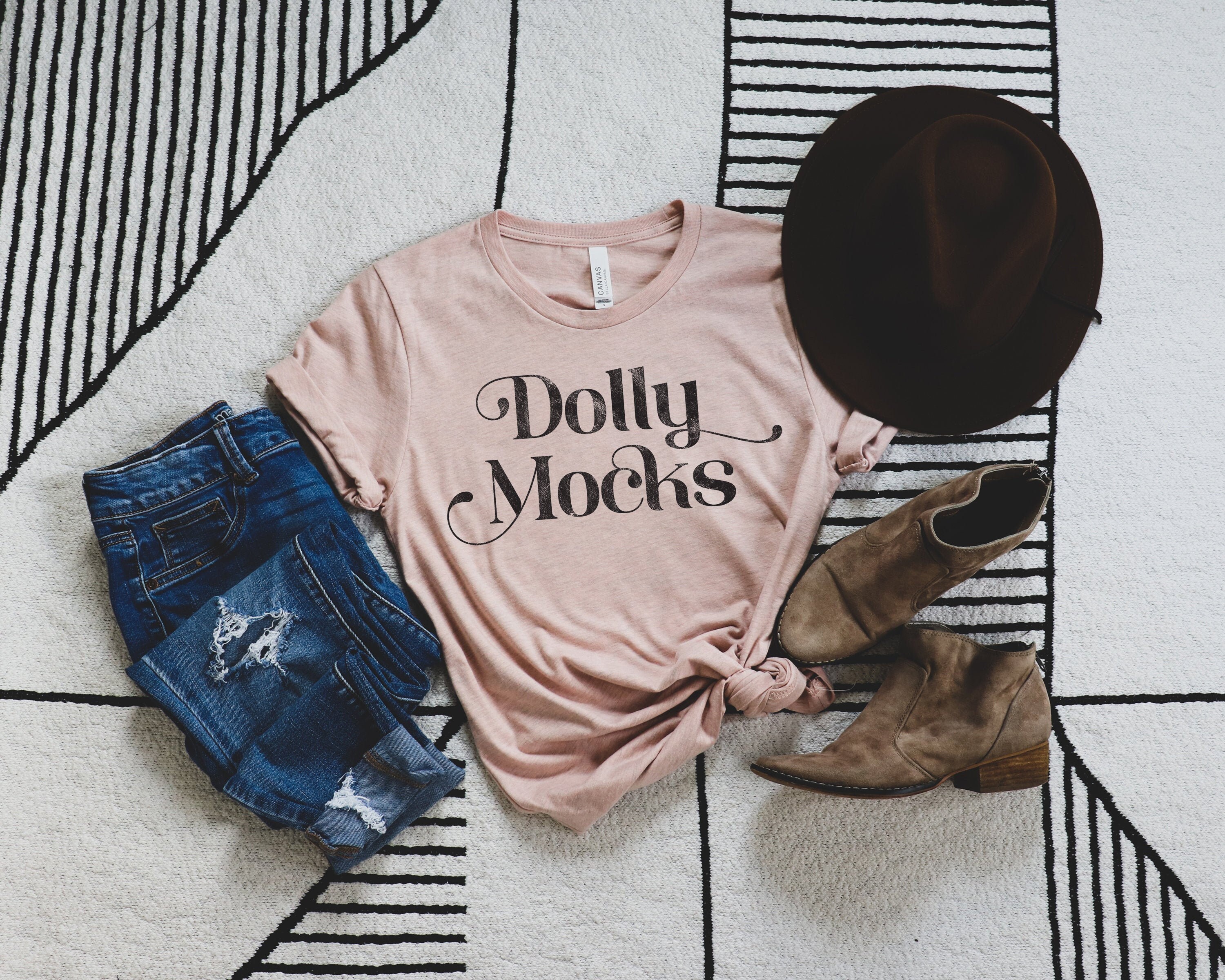 Download Heather Prism Peach Mockup 3001 Bella Canvas Flat Lay T ...