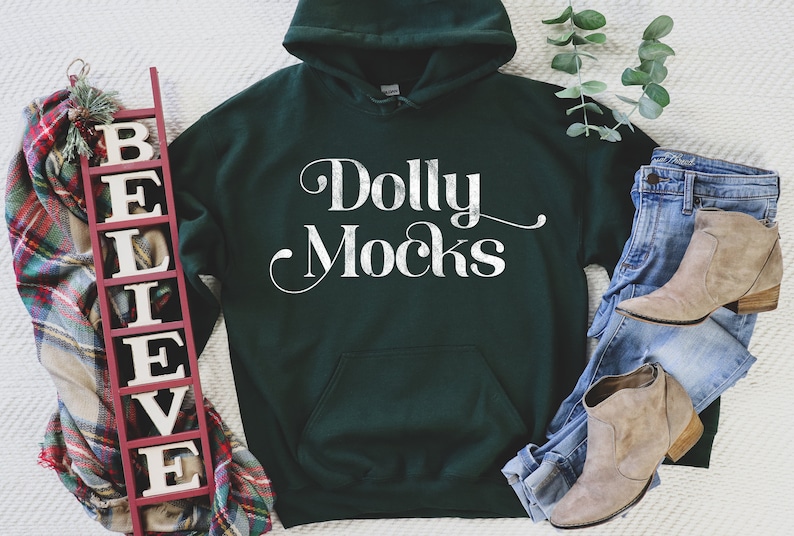 Download Christmas Mockup Gildan 18500 Forest Green Hoodie Mockup ...