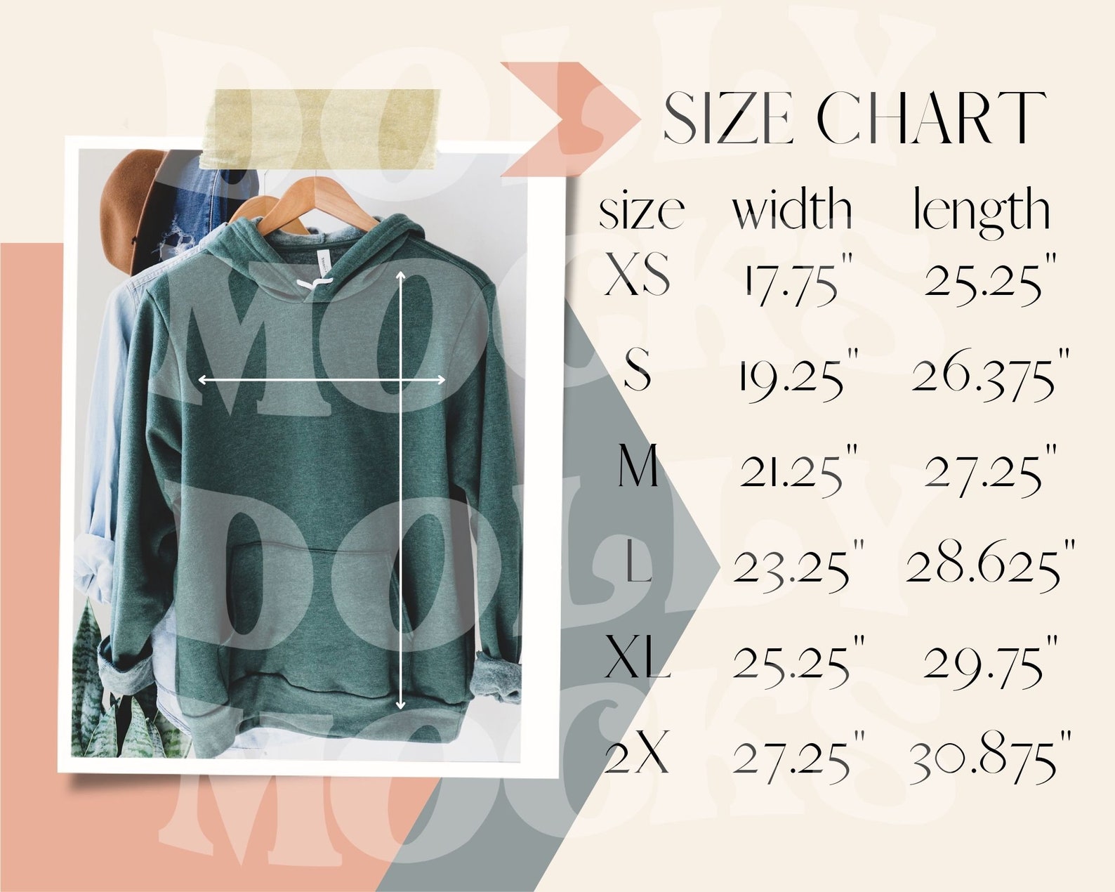 Bella Canvas 3719 Size Chart Unisex Pullover Hoodie Bella | Etsy