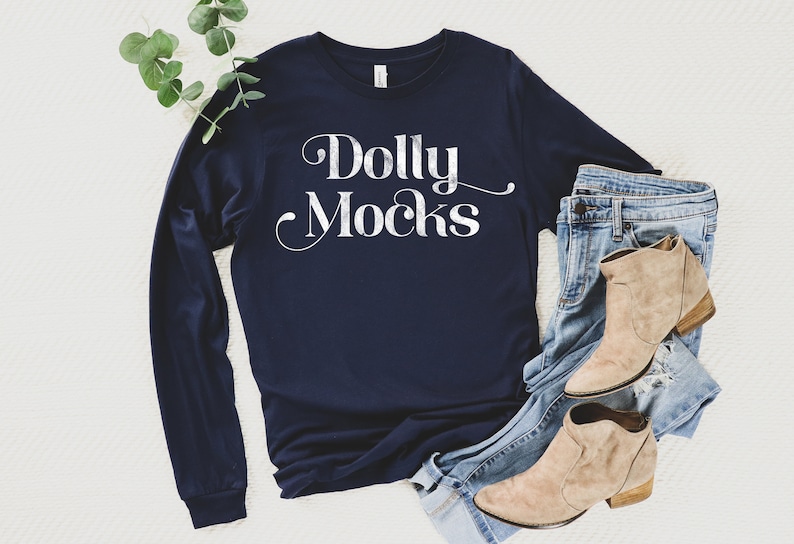 Download Navy Bella Canvas 3501 Mockup Long Sleeved Shirt Mockup | Etsy