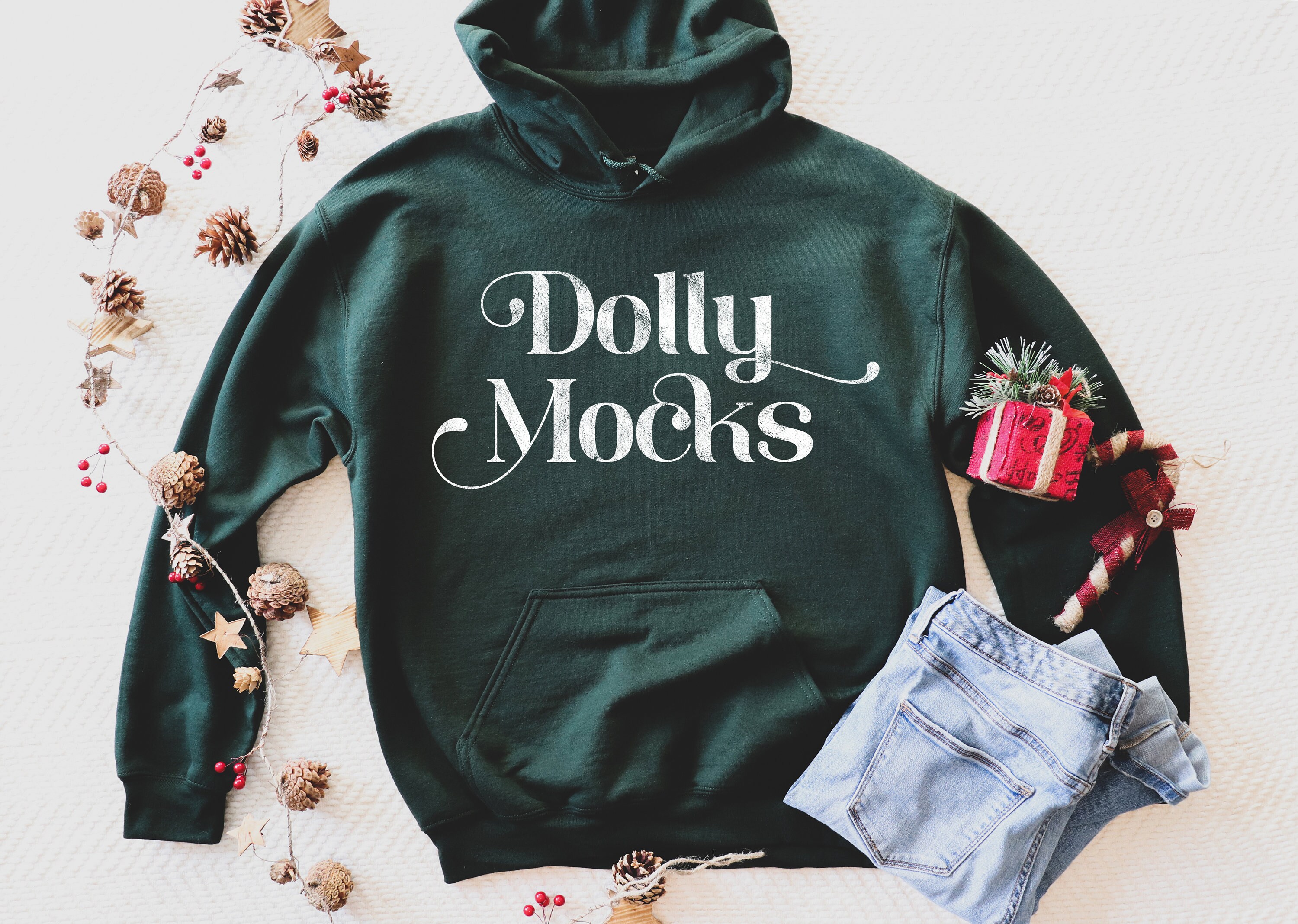 Weihnachtsmockup | Gildan Hoodie Mockup | Sweatshirt Mockup | Modell | Hoodie Mockup | Gildan 18500 Waldgrüner Hoodie Mockup