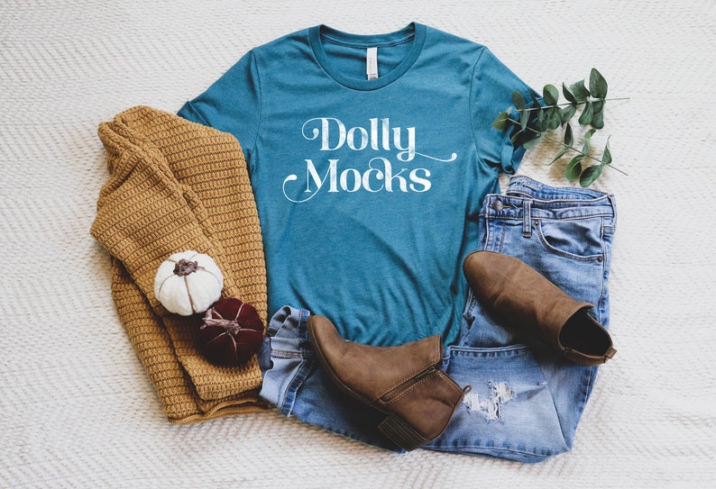 Download Bella Canvas Heather Deep Teal Mockup Fall tshirt flat lay ...