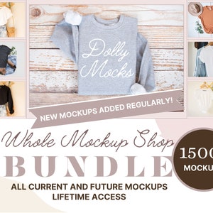 Ganze Shop Bündel | Puppen | Bella Canvas 3001 Mockup Bundle | Weihnachts-Mockups | Gildan 18000 Mockup | Baby Bodysuit Mockup