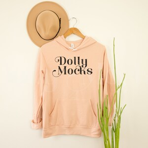 3719 Peach Mockup | Bella Canvas Hoodie Mockup | 3719 Mockup | Bella Canvas Peach Hooded Sweatshirt Mockup | Spring Mockup Boho Cactus Hat