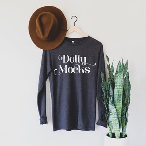 Bella Canvas 3501 Mockup, Fall Long Sleeved Shirt Mockup Bella Canvas Dark Grey Heather 3501 Mockup, 3501 Dark Grey Heather Mockup