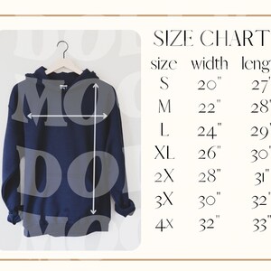 Gildan 18500 Size Chart | Gildan Hoodie Size Chart | Gildan Hooded Sweatshirt Size Chart | Gildan Mockup | Gildan 18500 Hoodie Mockup