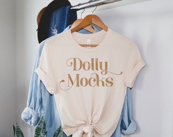 Bella Canvas 3001 Mockup | Bella Canvas Soft Cream T Shirt Mockup | Hanging T Shirt Mockup | Styled Flat Lay | Tied T Shirt Mockup