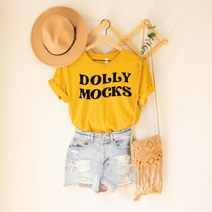 Heather Mustard 3001 Mockup | Bella Canvas 3001 Mockup | Summer Shirt Mockup | Hanging Shirt Mockup | Mock Up | Boho Mockup Bella and Canvas