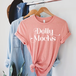 Bella Canvas 3001 Mockup | Bella Canvas 3001 Heather Sunset Mockup | Hanging T Shirt Mockup | Styled Flat Lay | Heather Sunset Mockup