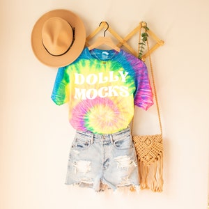Neon Rainbow Tie Dye T-Shirt | Colortone Mock Up | Tie Dye Shirt Mockup |  Tie-Dye CD100 Neon Rainbow Unisex tee mock up | Boho Mock Up