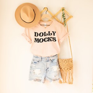 Heather Prism Peach Mockup | Bella Canvas 3001 Mockup | Flat Lay Mockup | Hanging Shirt Mockup | Mock Up | Boho Mockup Bella and Canvas