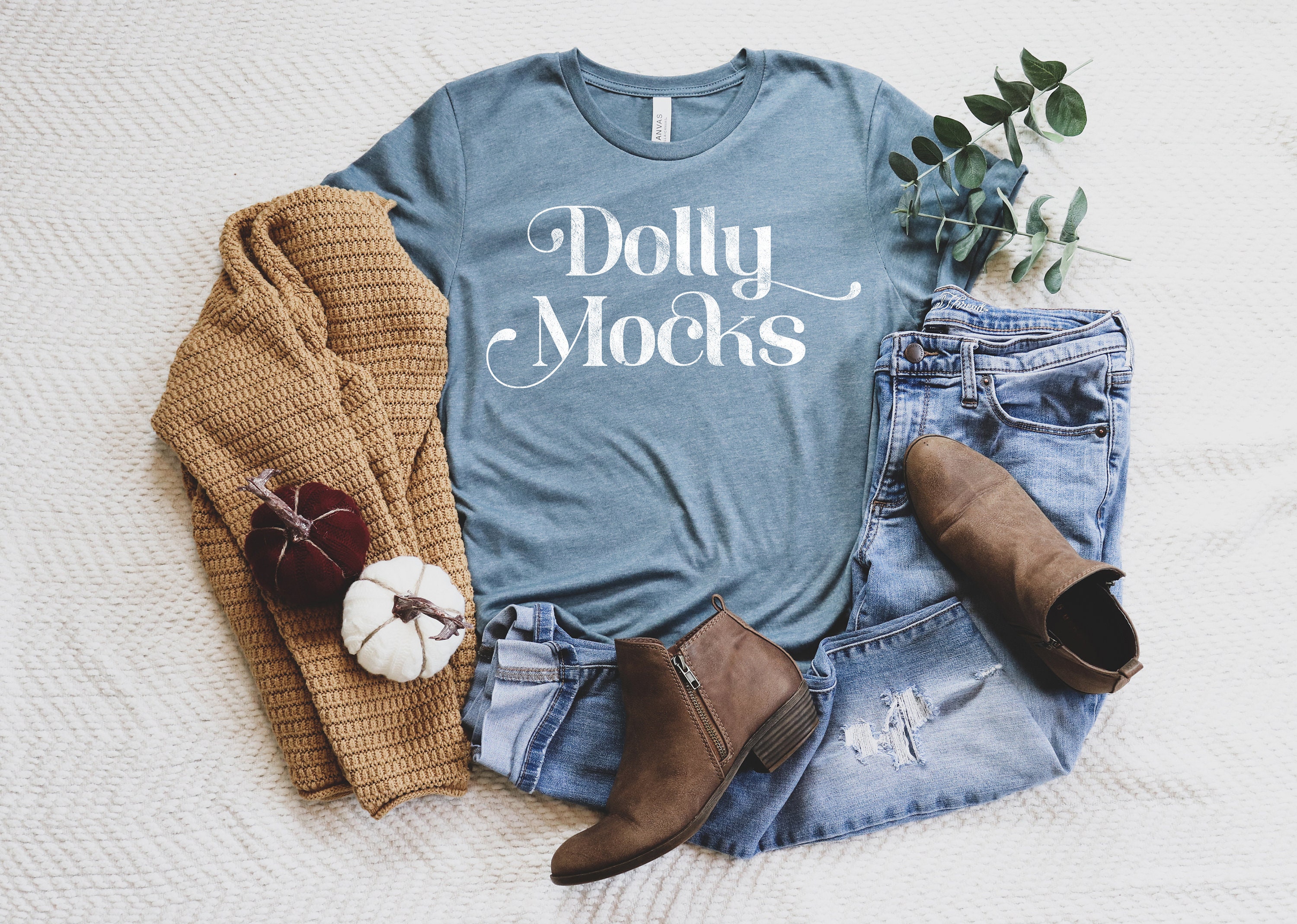 Fall T Shirt Mockup Heather Slate Fall Flat Lay Mockup