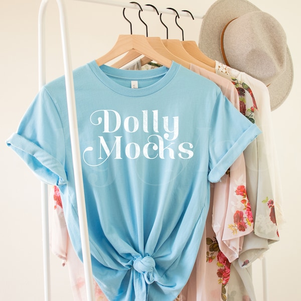 3001 Mockup | Bella Canvas 3001 Ocean Blue Mockup | Bella Canvas Mockup | Hanging Shirt Mockup | Spring 3001 Mockup | Easter Shirt Mockup