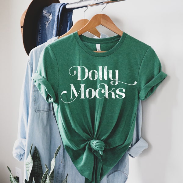 Bella Canvas 3001 Heather Grass Green Mockup | Christmas T Shirt Mockup | Holiday Mockup | Hanging T Shirt Mockup | DollyMocks