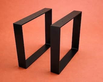 Schwarze Tischbeine aus Metall (2er-Set), für Couchtische und TV-Möbel, maßgefertigt aus Flachstahl/Flacheisen – 35 cm