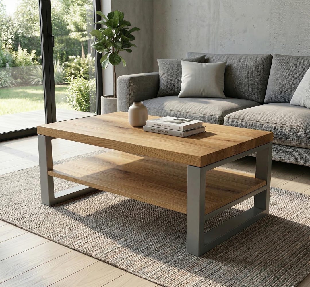 Metal Coffee Table Legs – Double Shelf Table Legs – Rectangular Steel ...