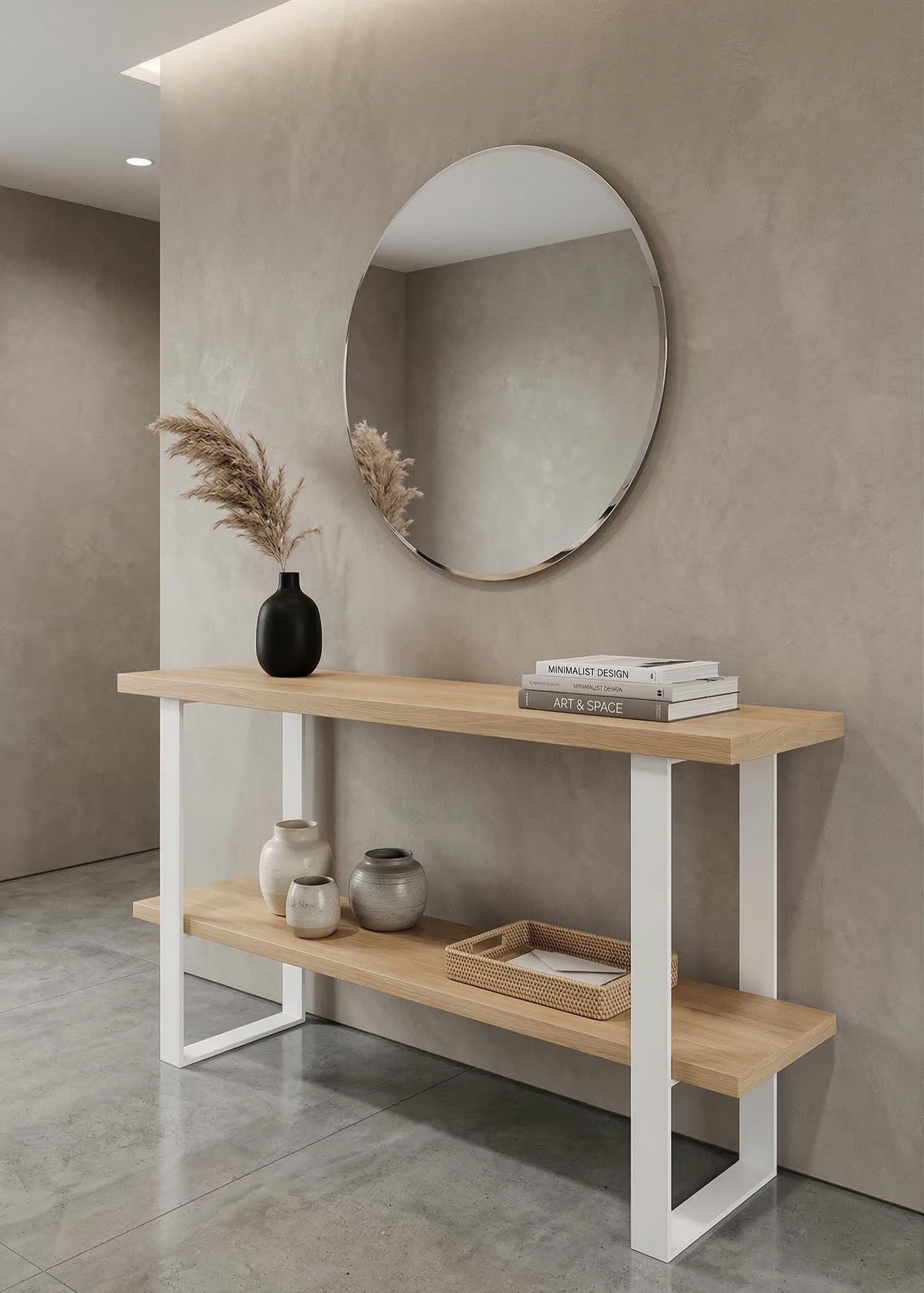 Pieds Console Double Plateau En Métal Noir Ou Brut | Lot De 2, Pour Console, Acier Plat Sur Mesure
