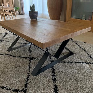 Metal table legs for coffee table (set of 2), triangular design, custom-made flat steel - 35 cm