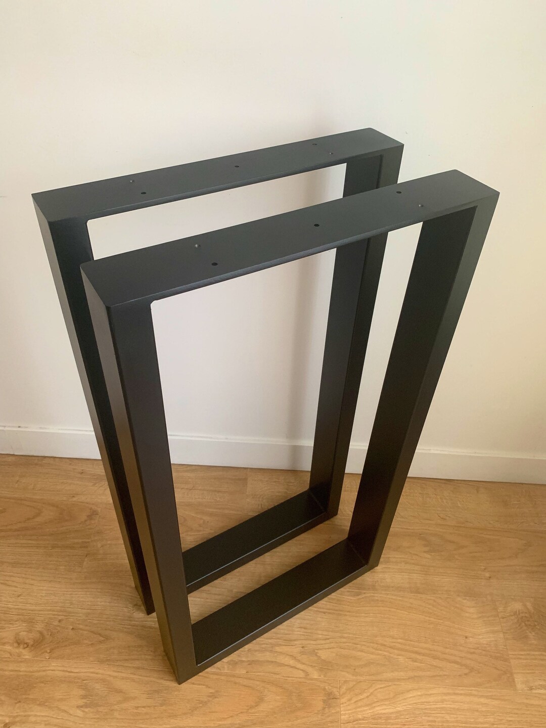 2 Pieds Table Métal 815x720mm - Profilé 80x40mm Design Industriel Noir
