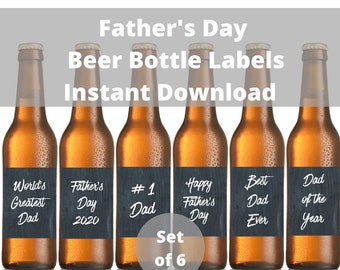 Father's Day Beer Labels Printable, Dad Beer Bottle Labels, Last Minute Craft Beer Gift For Dad, Happy Father's Day 2020