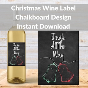 Kerstwijnetiket afdrukbaar, Jingle All The Way, vakantiewijnetiket, Instant Download, wijnliefhebber cadeau