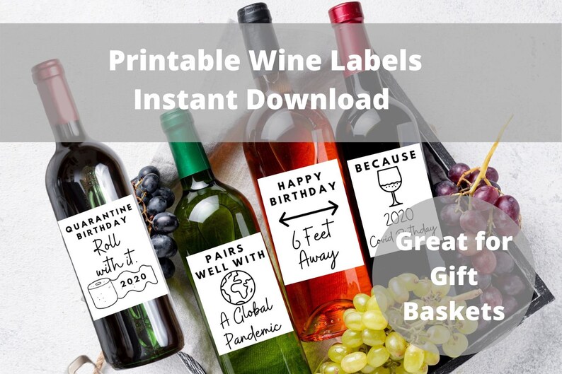 funny quarantine birthday wine bottle label printable