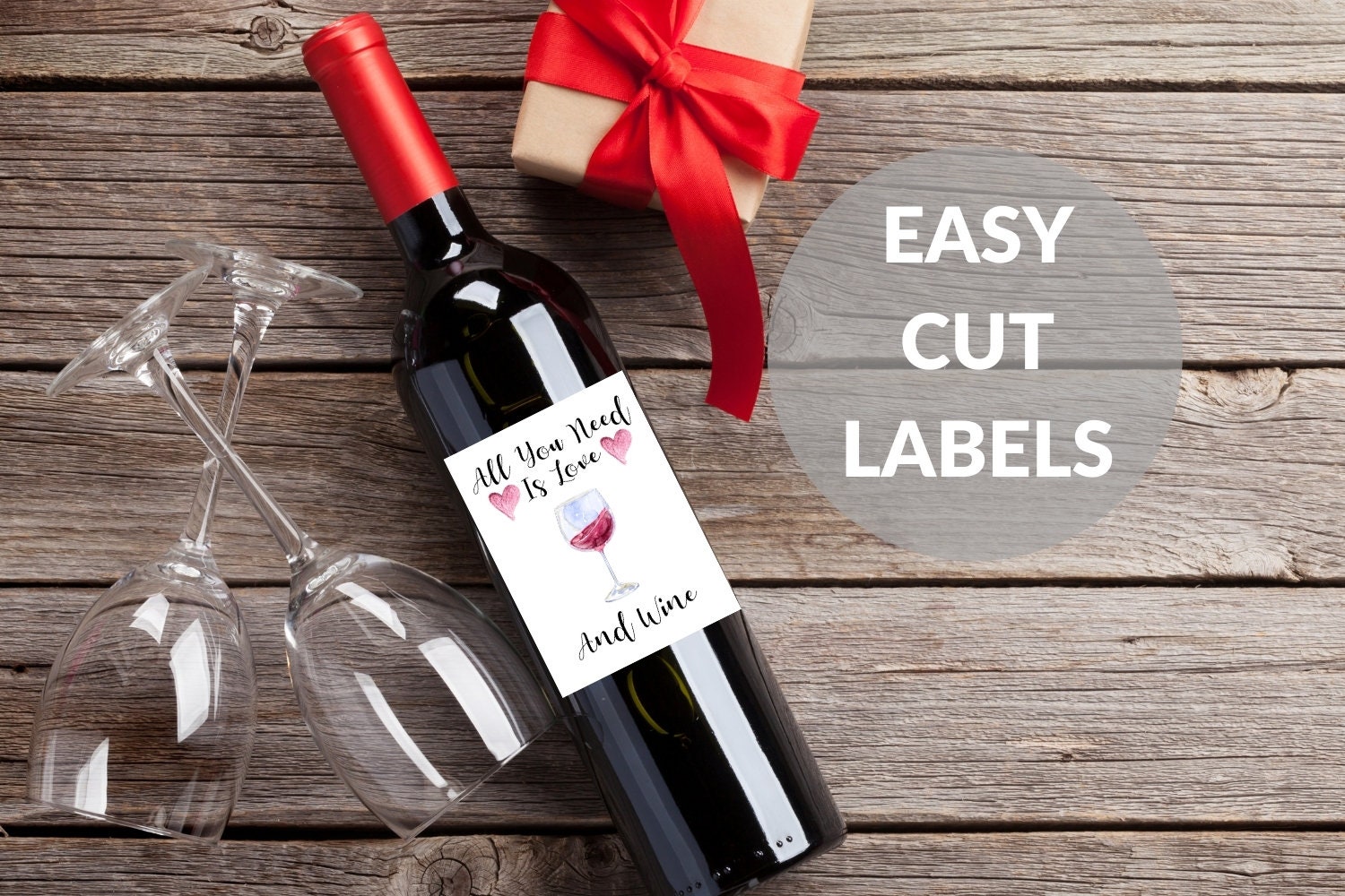 Custom wine bottle labels valentine's day