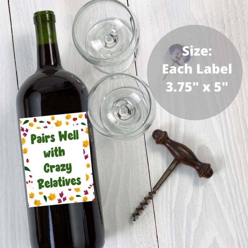 Thanksgiving Wine Labels Printable, Family and Friends Wine Label ...