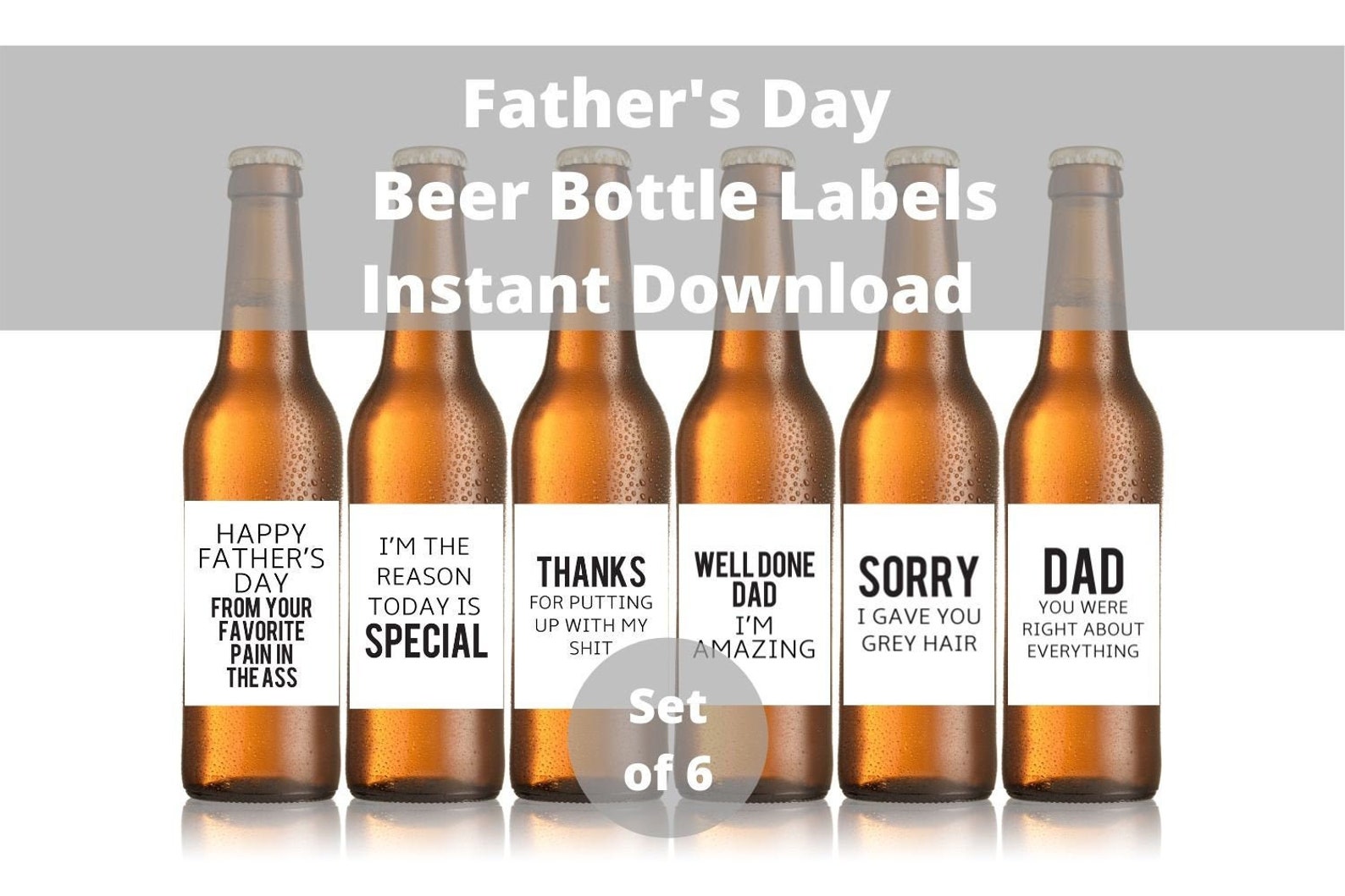 Funny Father's Day Beer Labels Printable, Dad Beer Bottle Labels, Last
