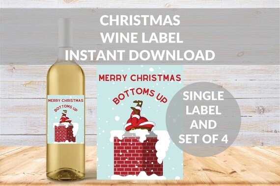 Funny Christmas Wine Label Printable, Bottoms up Santa Claus Christmas,  Holiday Wine Label, Hostess Gift, Secret Santa Gift, Wine Gift -  Canada