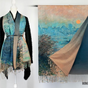 Floral Garden Winter Shawl Multicolor Botanical Woman Scarf Pashmina Feel Blanket Scarves Birthday Christmas Gift for Her #017 image 17