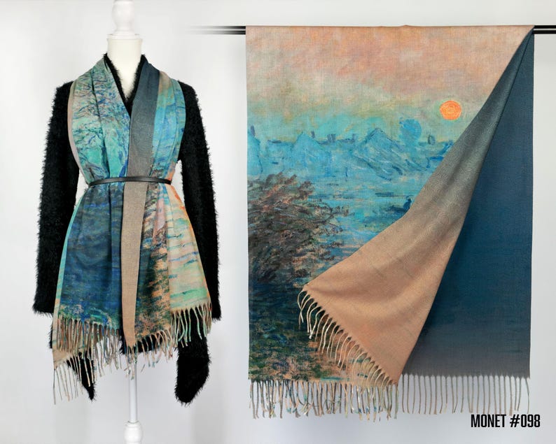 Floral Garden Winter Shawl Multicolor Botanical Woman Scarf Pashmina Feel Blanket Scarves Birthday Christmas Gift for Her #017 image 17