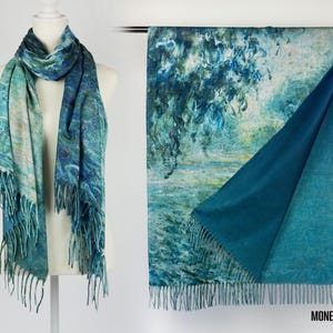 Floral Garden Winter Shawl Multicolor Botanical Woman Scarf Pashmina Feel Blanket Scarves Birthday Christmas Gift for Her #017 image 16