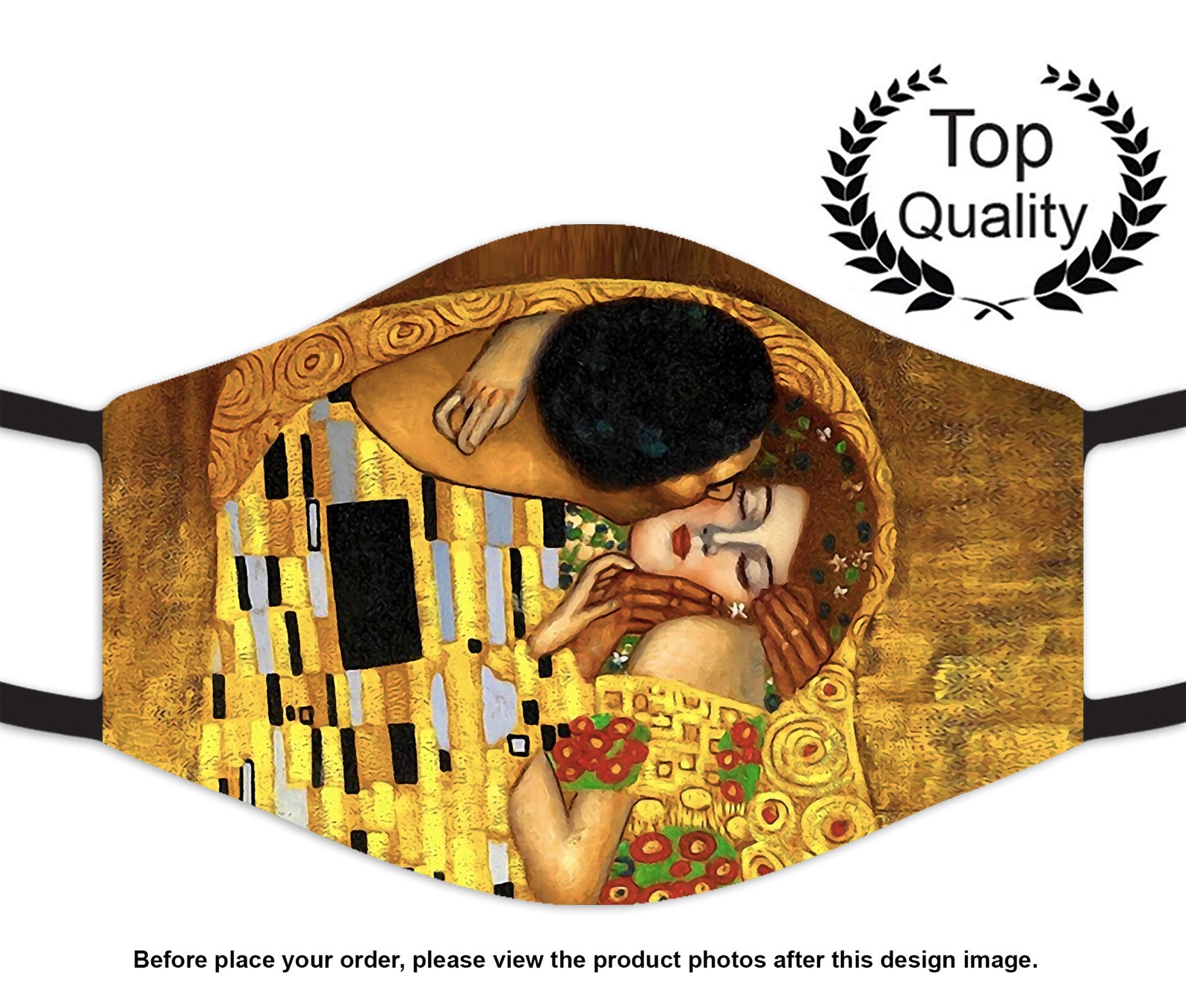 The Kiss Fine Art Face Mask Famous Artistic Drawing Face Etsy