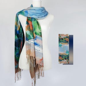 The Bend in the Road by Paul Cézanne Abstract Art Landscape Painting Soft Wall Art Reversible Autumn Shawl Mothers Day Birthday Gift for Her