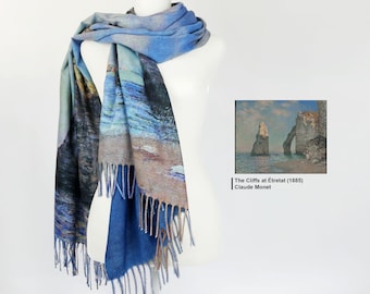 Gedruckter bläulicher Frauen-Schal Wende-Pashmina-Kaschmir-ähnlicher Winter-Schal Einzigartiges Abend-Vertus-Muttertag-Geburtstags-Geschenk für Sie